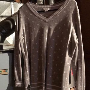 Liz Claiborne grey polka dotted sweater